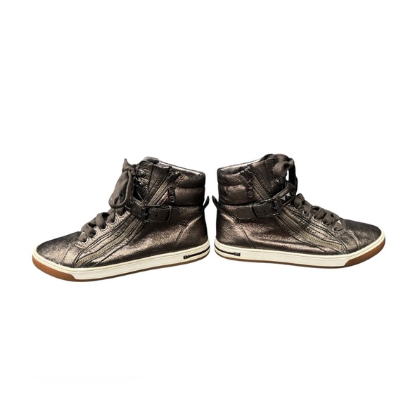 Women’s Michael Kors Metallic Bronze Leather, Studded High Top Sneakers: Size 6 - Picture 7 of 12